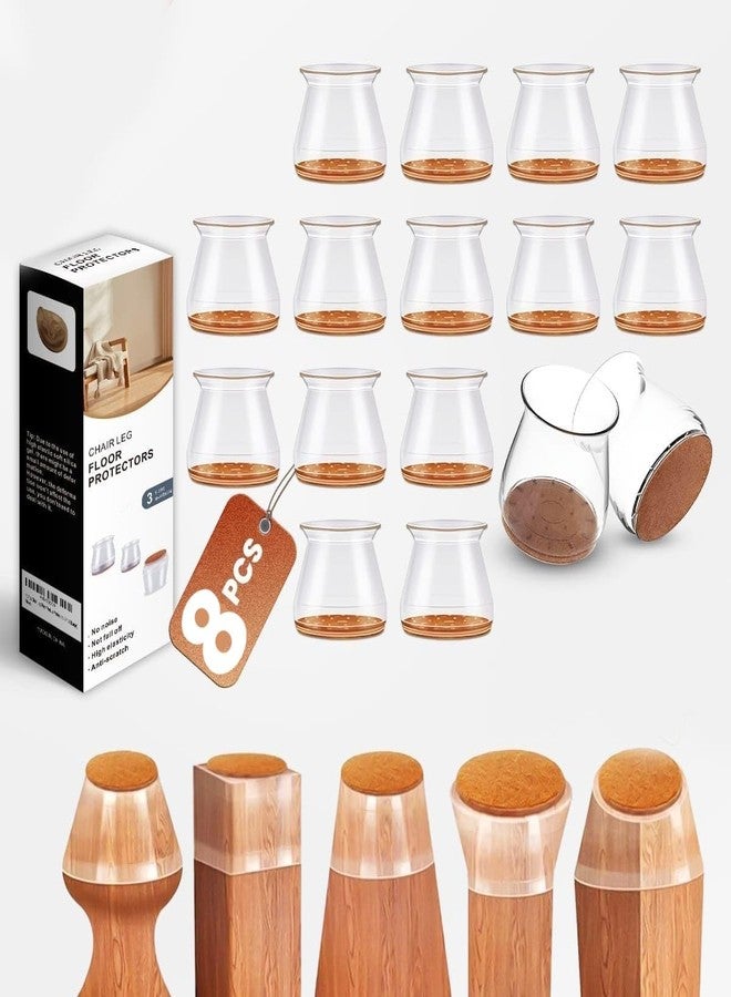 ZTOCOZ 8 Pcs Silicone Chair Leg Floor Protectors, Premium Felt Furniture Pads for Hardwood Floors, Furniture Sliders for Chair Legs, Stool Leg Protectors Cap for Avoid Noise and Scratches (Clear, Large) - Image 1